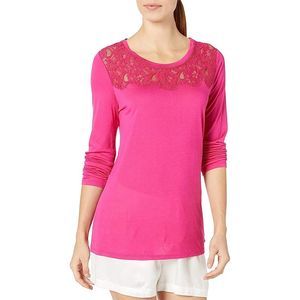 Sesoire Womens Luxe Knit Lace Trim Sleep Top Small